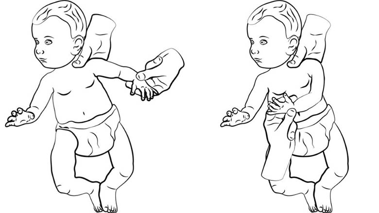Shoulder movement to midline (horizontal adduction)